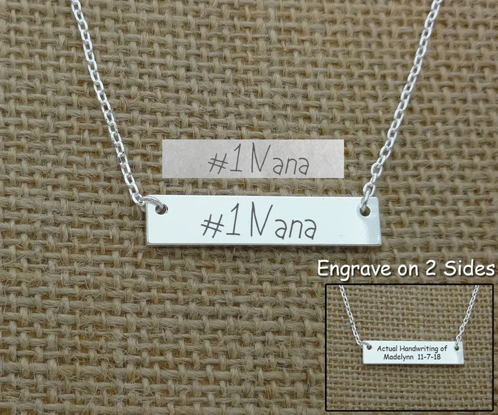 Actual Handwriting Necklace, Handwriting Bar Necklace