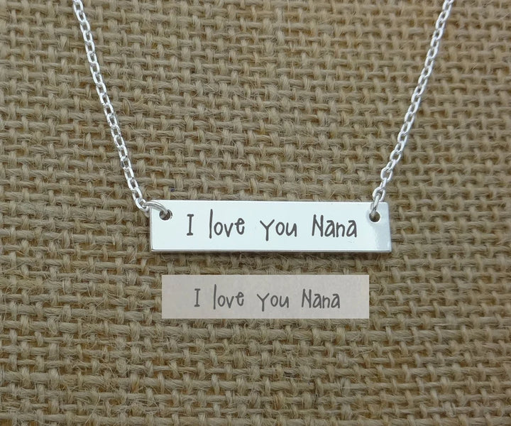Actual Handwriting Necklace, Handwriting Bar Necklace