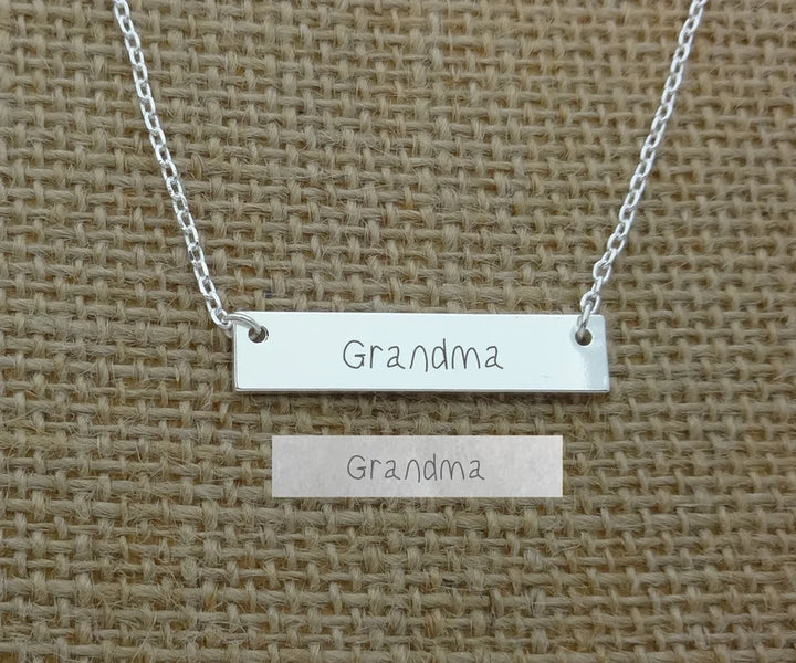 Actual Handwriting Necklace, Handwriting Bar Necklace