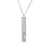 Alpha Gamma Delta Vertical Bar Necklace Stainless Steel