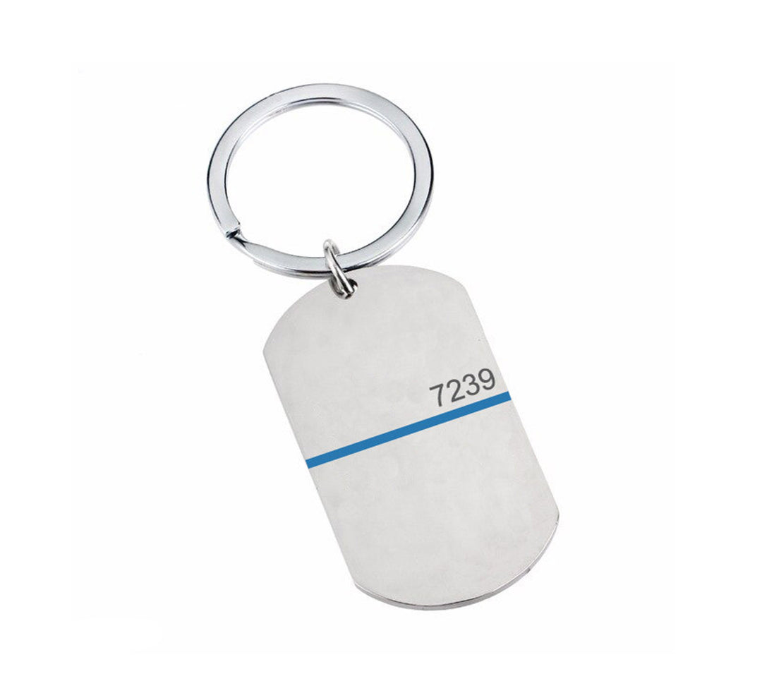 Thin Blue Line Key Chain, Police Husband Blue Line Key Chain, Personalized Law Enforecement Badge Number Key Chain, Deputy Key Chain