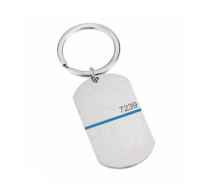 Thin Blue Line Key Chain, Police Husband Blue Line Key Chain, Personalized Law Enforecement Badge Number Key Chain, Deputy Key Chain
