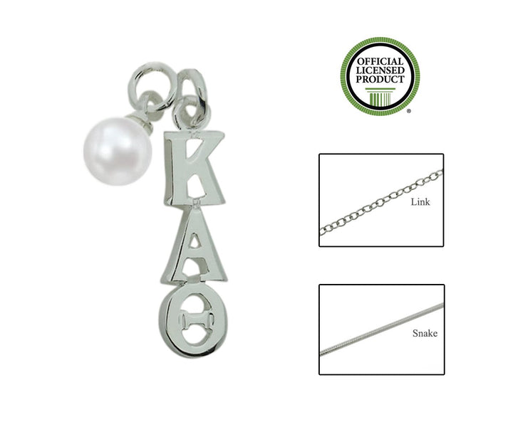 Kappa Alpha Theta Sorority Lavalier Necklace with Pearl - DKGifts.com