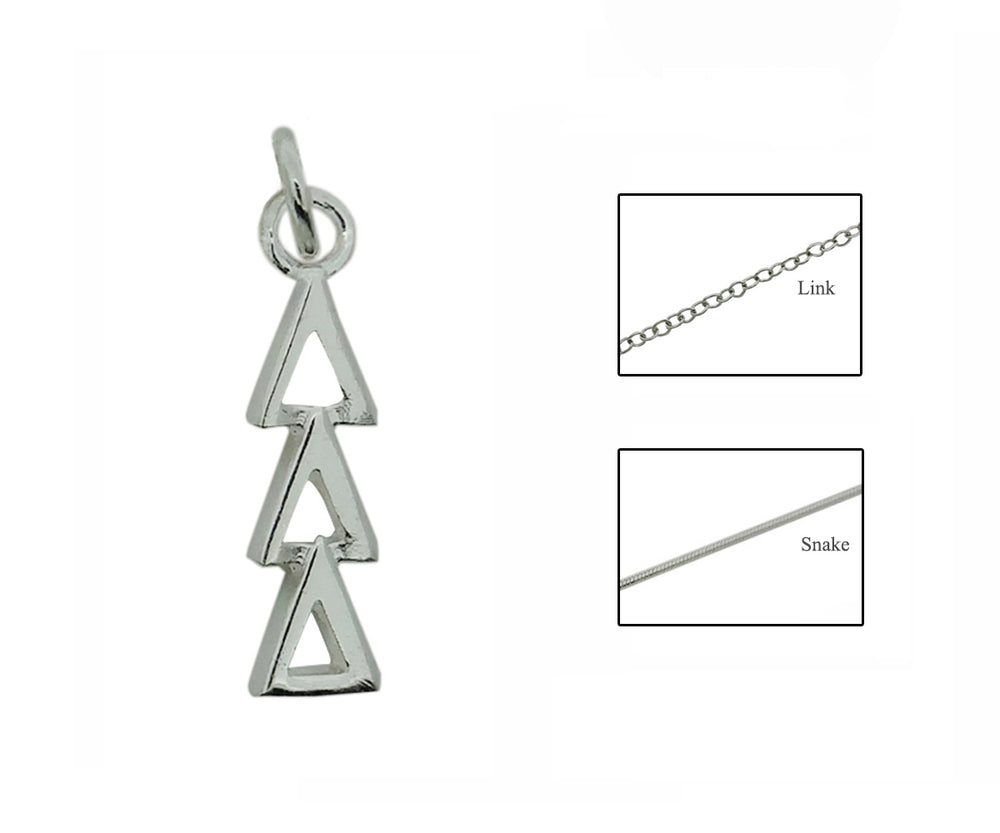 Tri Delta Delta Delta Greek Sorority Lavalier Charm Drop Necklace - DKGifts.com