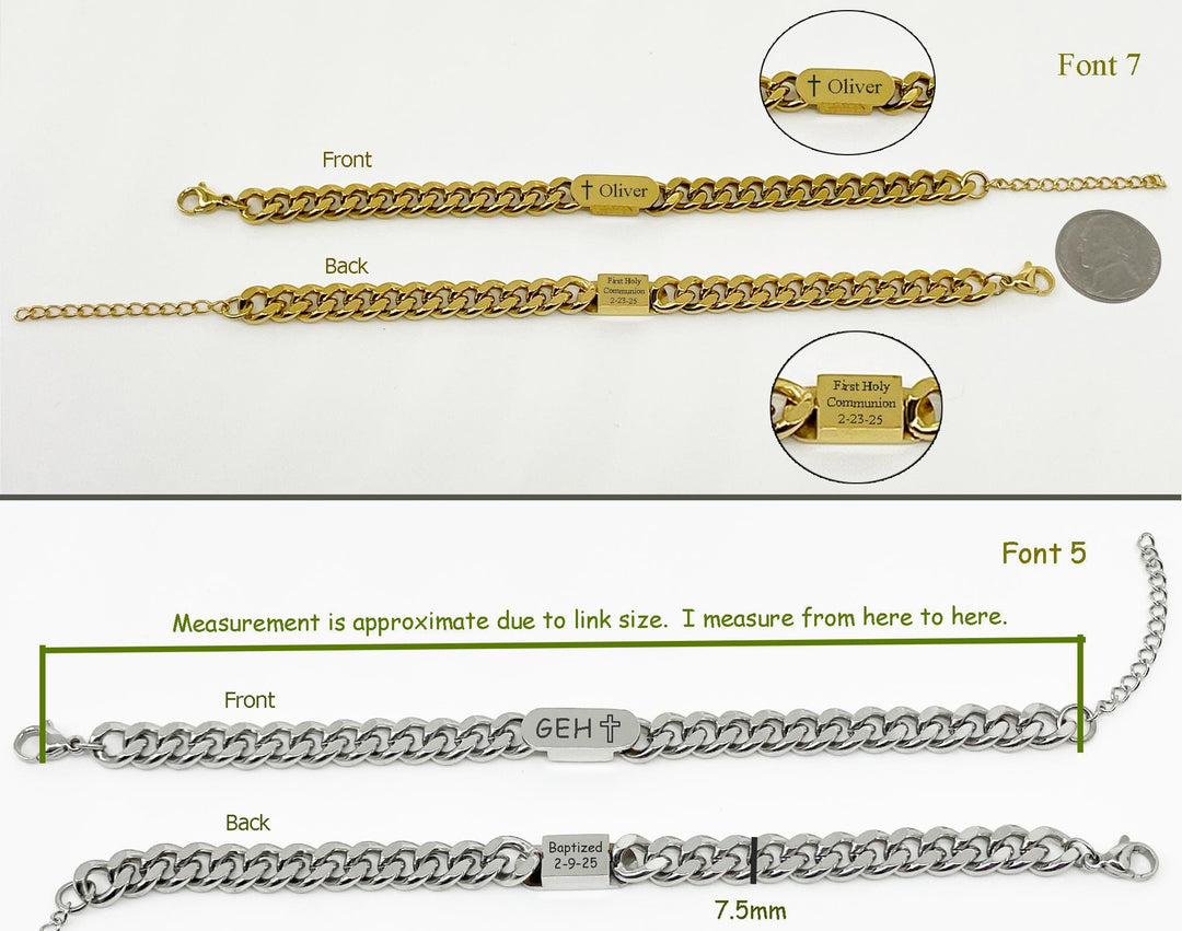 Boys First Communion Bracelet ADJUSTABLE, First Holy Communion Bracelet, Confirmation Gift, Cross Name Date Necklace, 1st Communion Gift