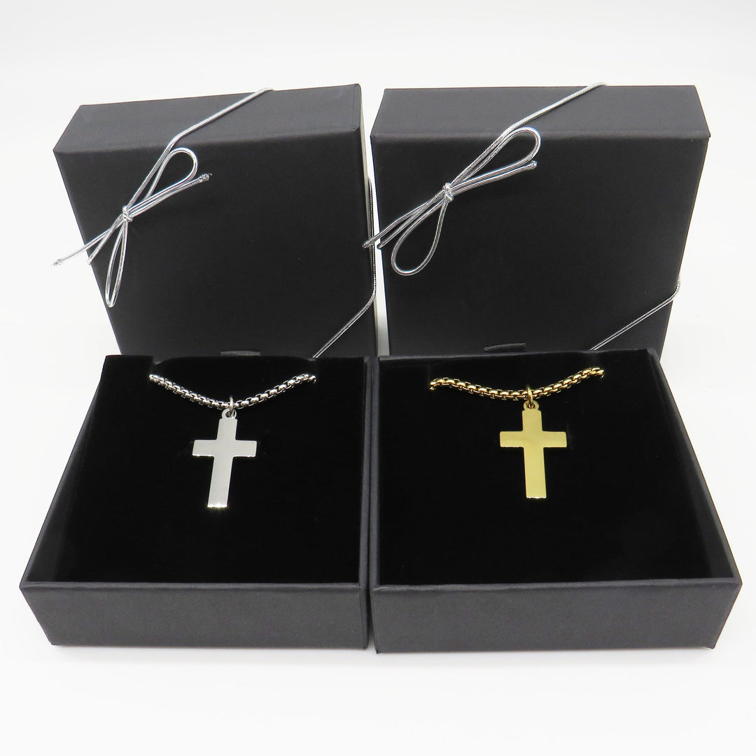 Boys Men First Communion Necklace, First Holy Communion Jewelry, Boy Men Confirmation Gift, Cross Name Date Necklace, 1st Communion Gift, Smooth Cross