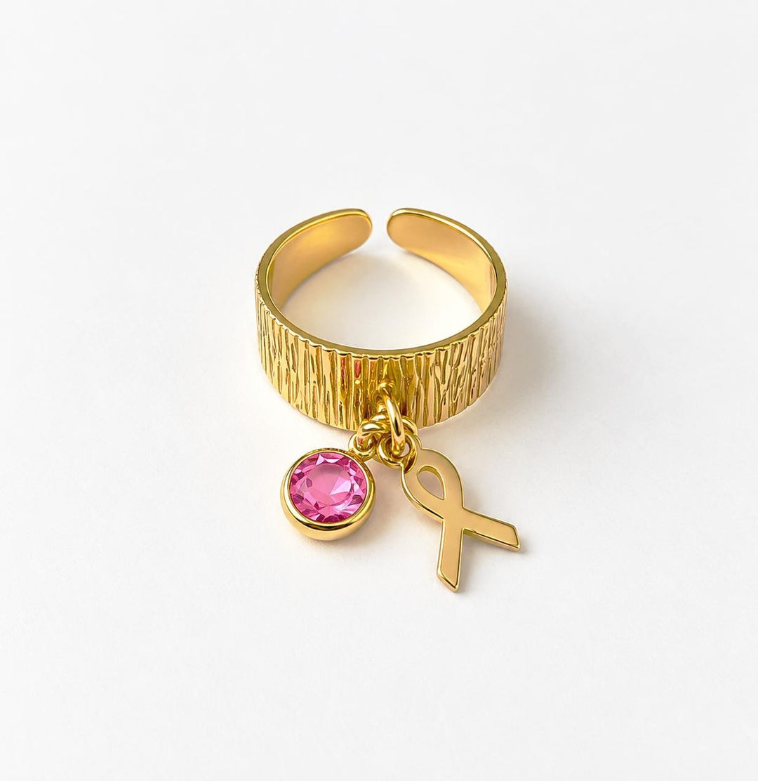 Awareness Ribbon Ring Gemstone Band Adjustable Awareness Jewelry, Survivor Gift, Hope Support