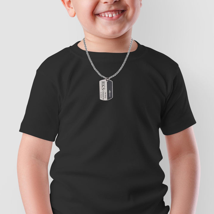 Boys Men First Communion Necklace, First Holy Communion Jewelry, Boy Men Confirmation Gift, Cross Name Date Necklace, 1st Communion Gift - Tag