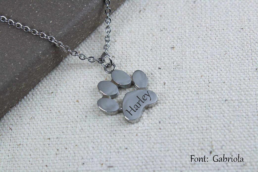 Personalized Paw Necklace, Custom Dog Name, Pet Memorial Jewelry, Cat Lover Gift, Stainless Steel Keepsake