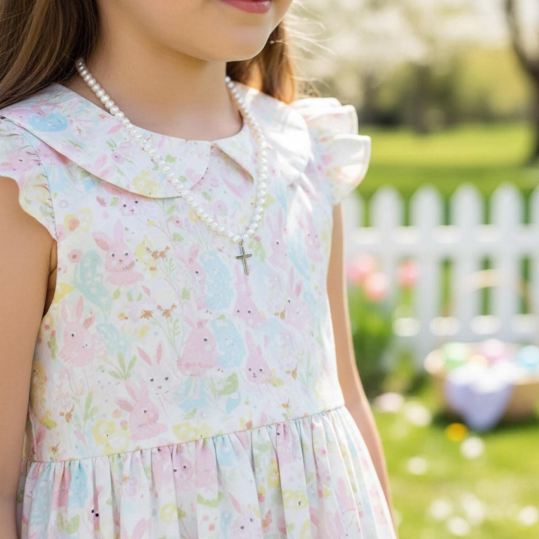 Pearl Cross Pendant Gold Necklace, First Communion Jewelry, Baptism Gift, Religious Keepsake, Elegant Girls Accessory