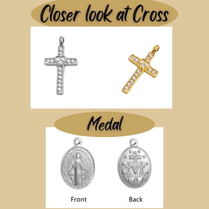 Custom Baptism Gift, Catholic Baby Protection Pin, Cross & Miraculous Medal with Initial Brooch, Virgin Mary Charm, Newborn blessing Gift