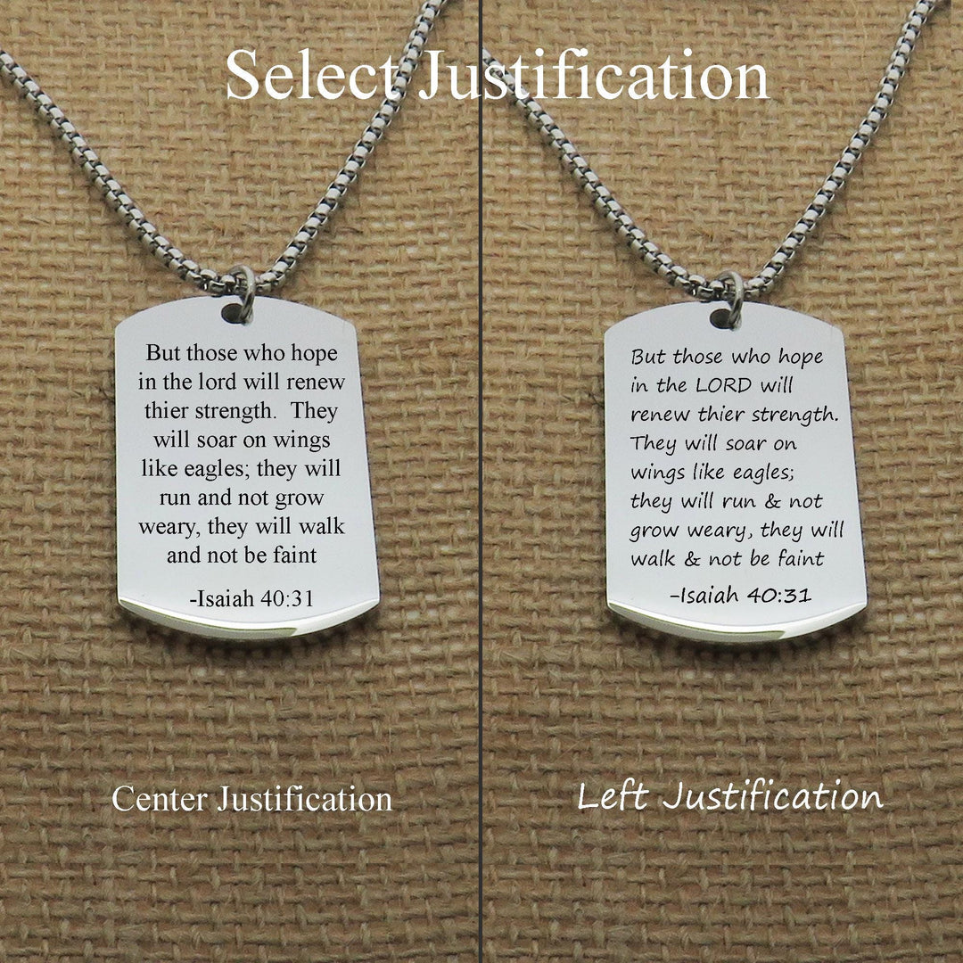 Personalized Custom Bible Verse Men's Necklace, Customize Men's Stainless Steel Necklace, Faith Dog Tag Necklace with Cross Necklace