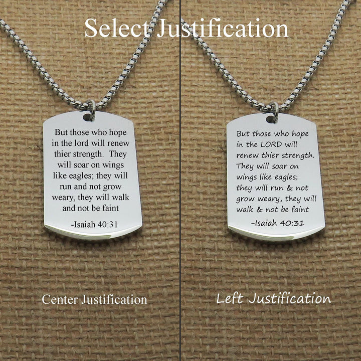 Personalized Custom Bible Verse Men's Necklace, Customize Men's Stainless Steel Necklace, Faith Dog Tag Necklace with Cross Necklace