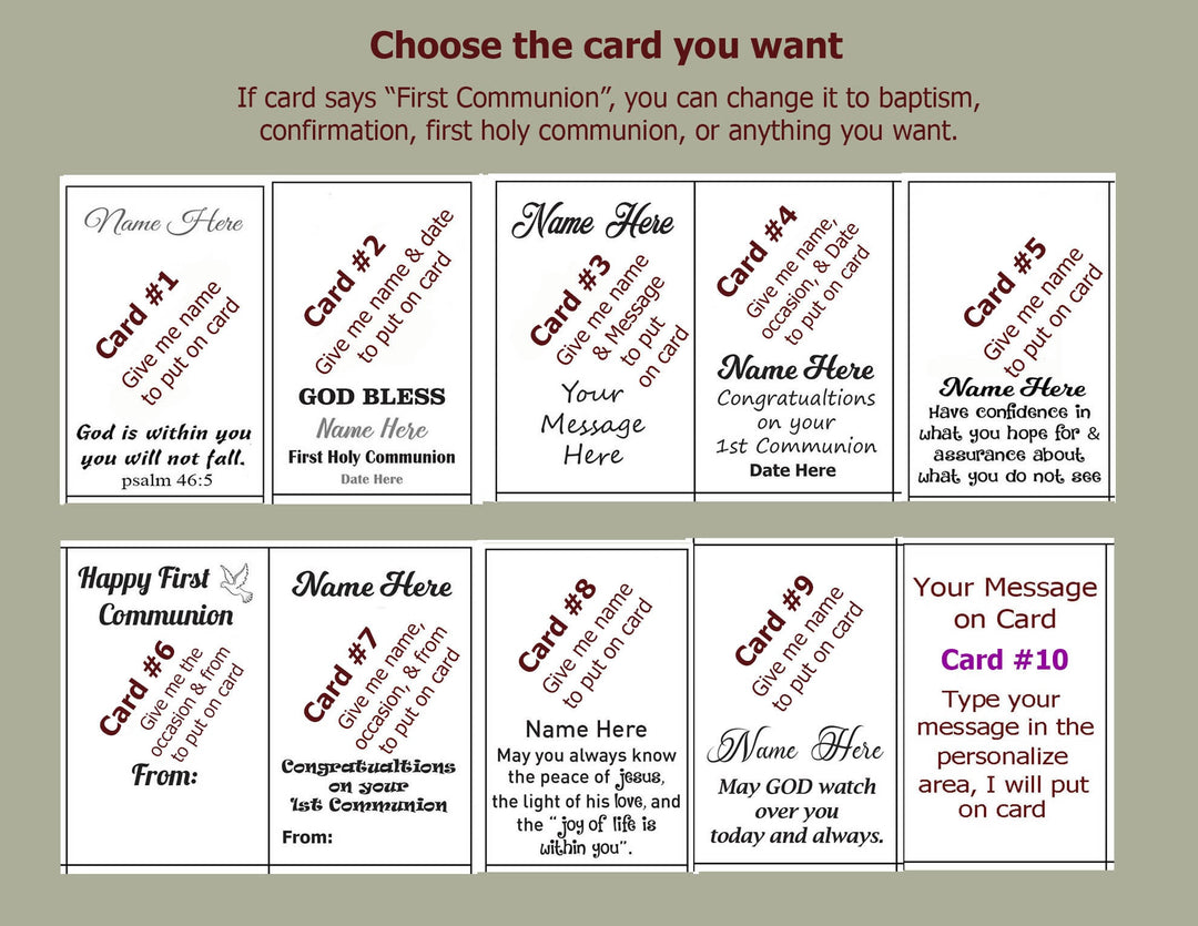 First Communion Gift for Girls, Holy Communion Jewelry Kids, Confirmation Gift, Cross Name Date Necklace - Card