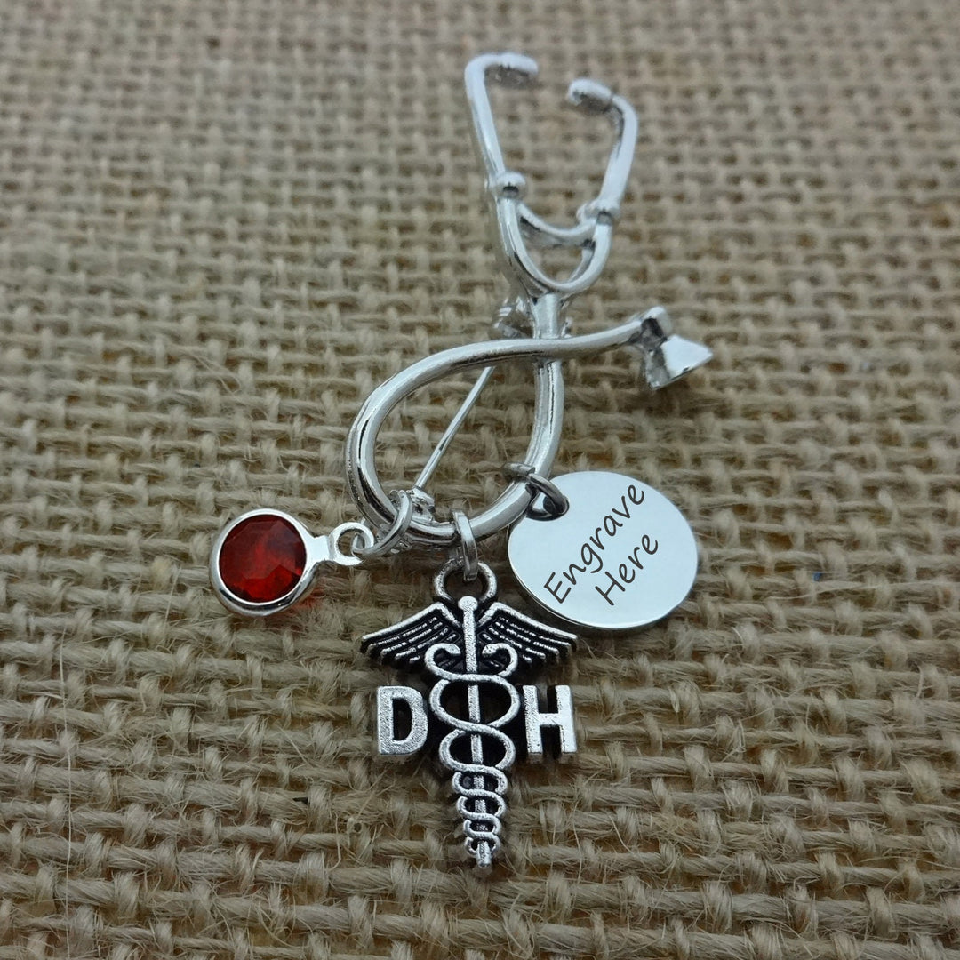 DH Dental Hygenist Pin, Personalized DH Dental Hygenist Pin,  Nurse Pinning Ceremony, Nursing Student Pin, Graduation Gift