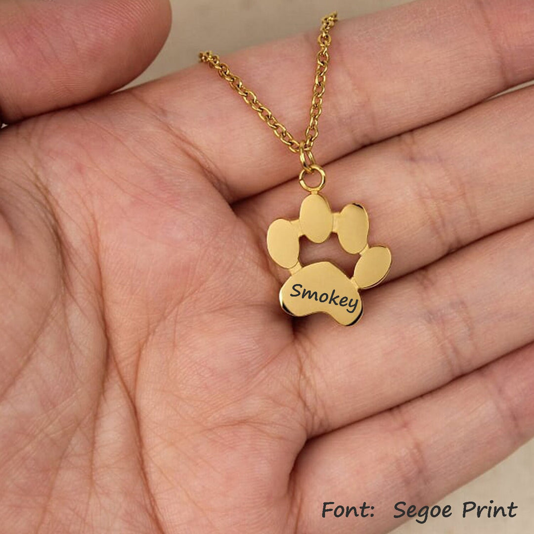 Personalized Paw Necklace, Custom Dog Name, Pet Memorial Jewelry, Cat Lover Gift, Stainless Steel Keepsake