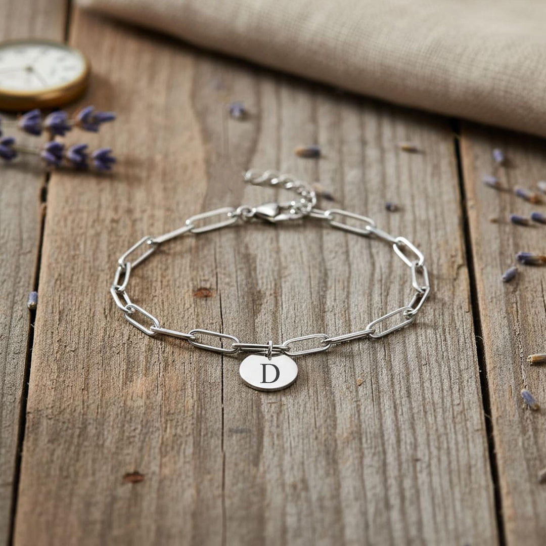 Initial Bracelet, PaperClip Bracelet, Personalize Letter Jewelry, Waterproof