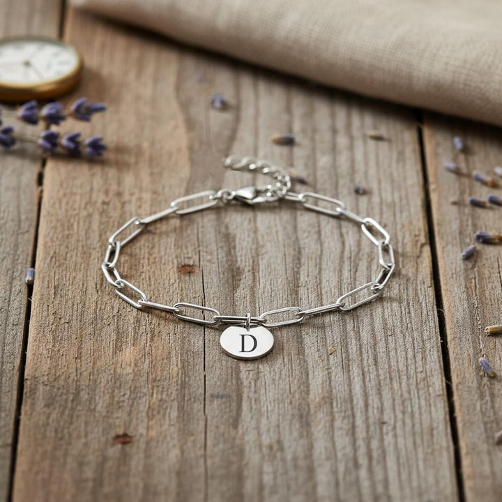 Initial Bracelet, PaperClip Bracelet, Personalize Letter Jewelry, Waterproof