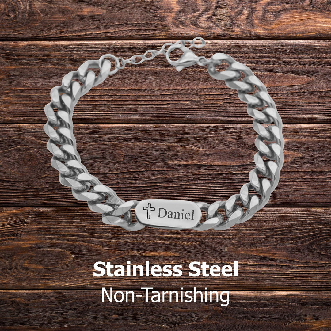 Boys First Communion Bracelet ADJUSTABLE, First Holy Communion Bracelet, Confirmation Gift, Cross Name Date Necklace, 1st Communion Gift