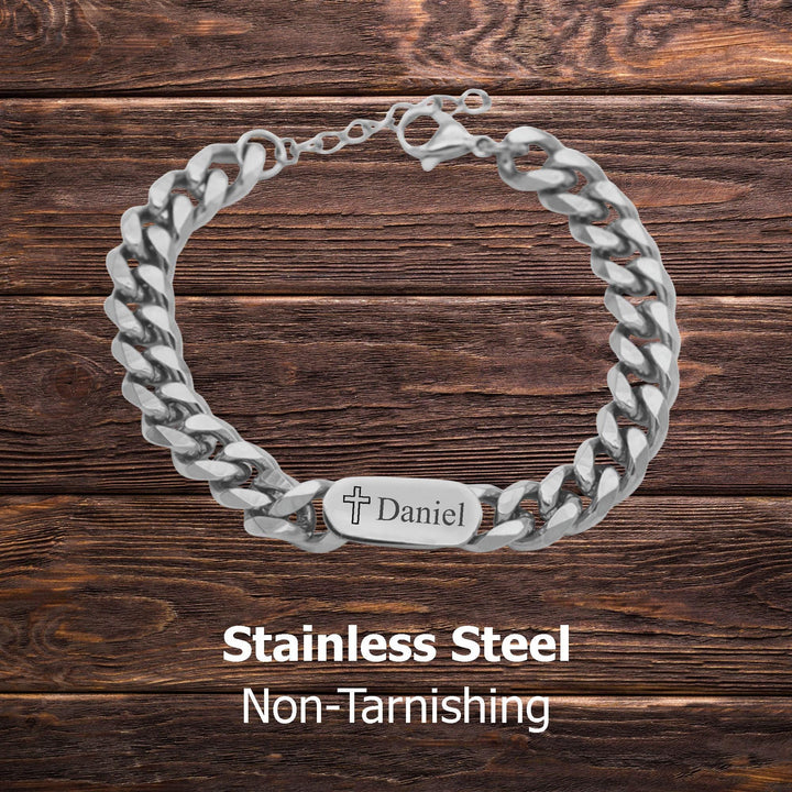 Boys First Communion Bracelet ADJUSTABLE, First Holy Communion Bracelet, Confirmation Gift, Cross Name Date Necklace, 1st Communion Gift