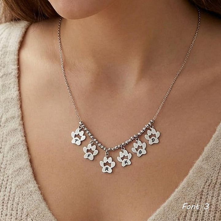 Personalized Paw Necklace, Custom Dog Name, Pet Memorial Jewelry, Cat Lover Gift, Stainless Steel Keepsake