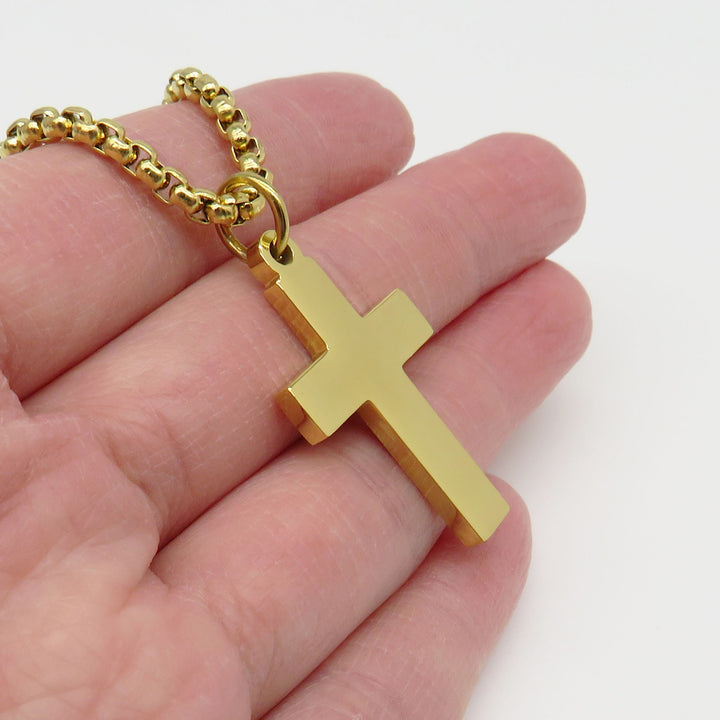 Boys Men First Communion Necklace, First Holy Communion Jewelry, Boy Men Confirmation Gift, Cross Name Date Necklace, 1st Communion Gift, Smooth Cross