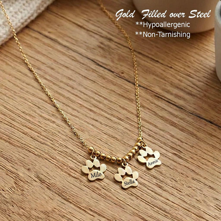 Personalized Paw Necklace, Custom Dog Name, Pet Memorial Jewelry, Cat Lover Gift, Stainless Steel Keepsake