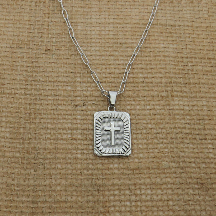 First Communion Gift, Holy Communion Jewelry Kids, Rectangular Medallion Pendant, Communion Gift, Religious Necklace Gift, Religious Jewelry