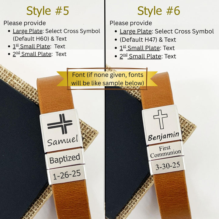 Boys Confirmation Bracelet ADJUSTABLE, Religious Leather Bracelet, First Communion Gift, Cross Name Date Necklace, Baptism Gift