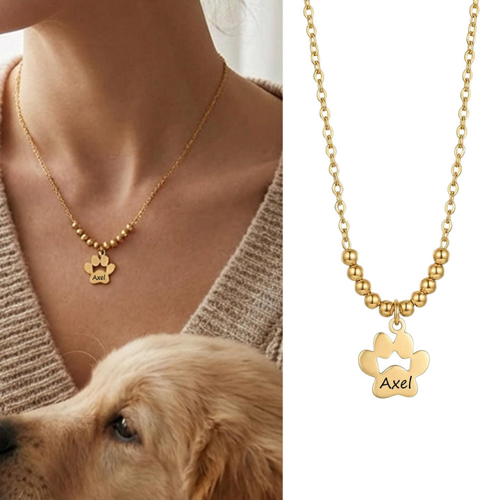 Personalized Paw Necklace, Custom Dog Name, Pet Memorial Jewelry, Cat Lover Gift, Stainless Steel Keepsake