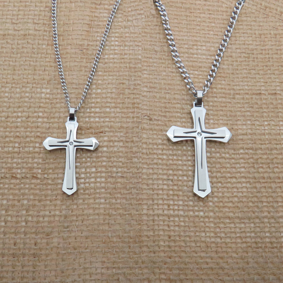 Boys Men Cross Necklace, Personalize Cross Necklace Jewelry, Boy Men Religious Gift, Cross Name Date Necklace, Boys Men Personalize Necklace