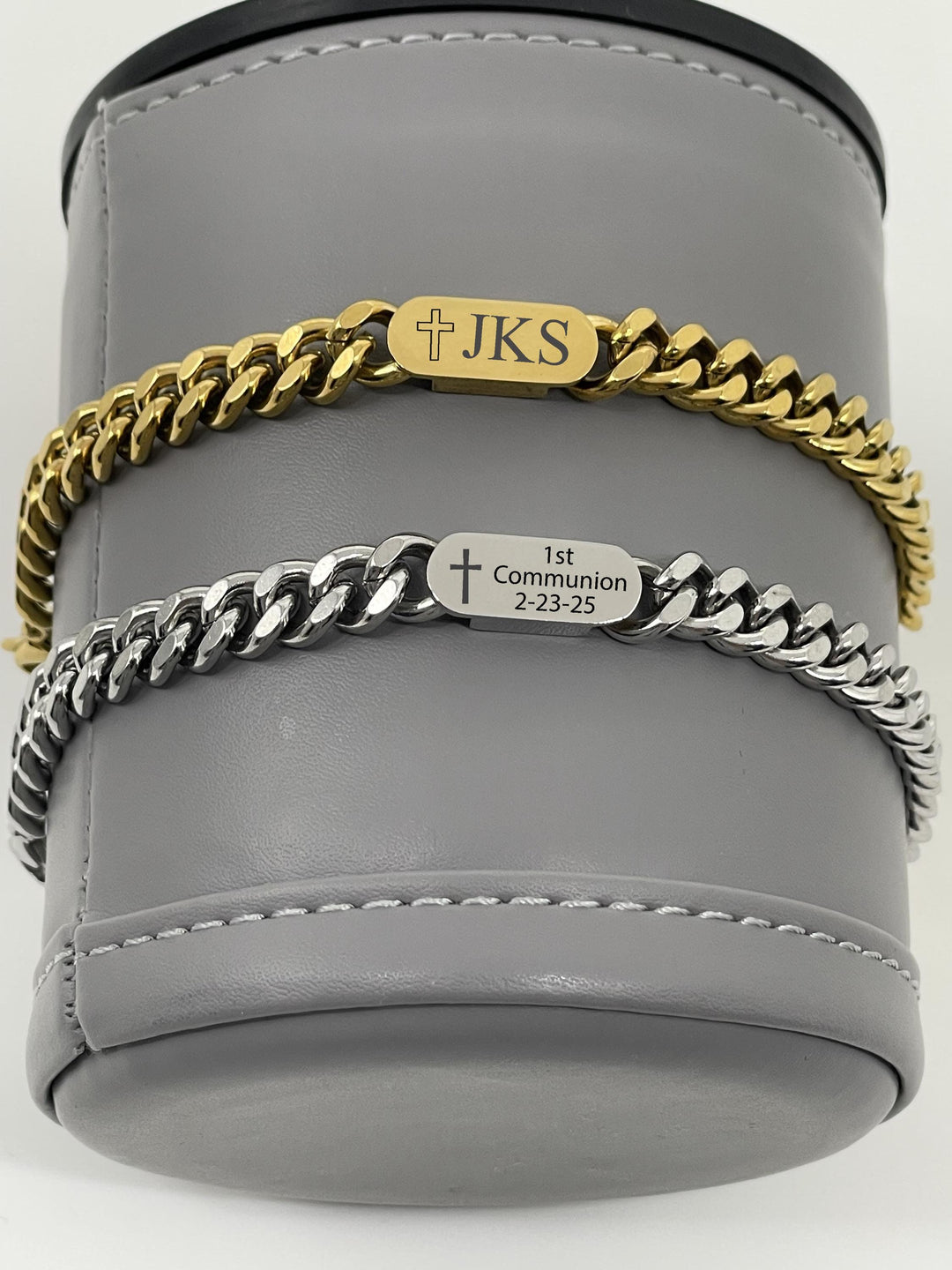 Boys First Communion Bracelet ADJUSTABLE, First Holy Communion Bracelet, Confirmation Gift, Cross Name Date Necklace, 1st Communion Gift