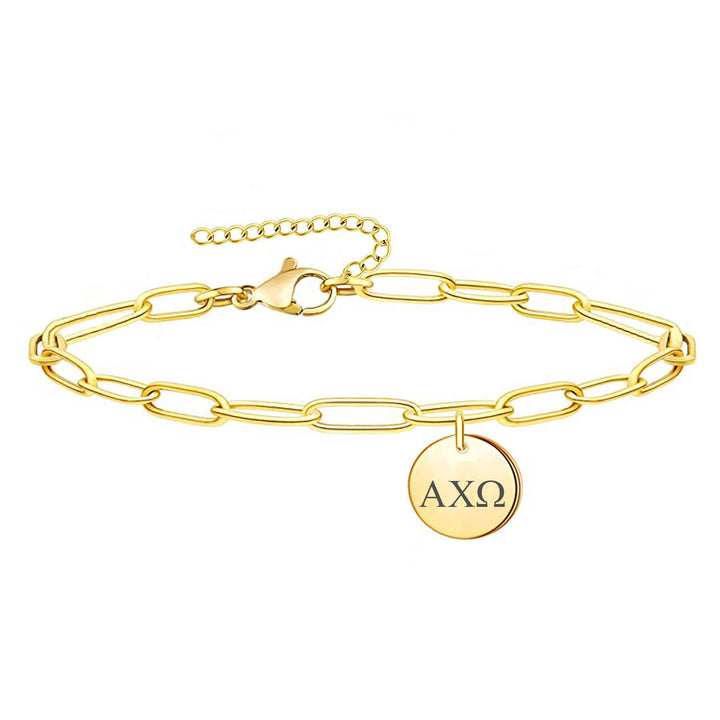 Alpha Chi Omega Paperclip Bracelet Gold Filled