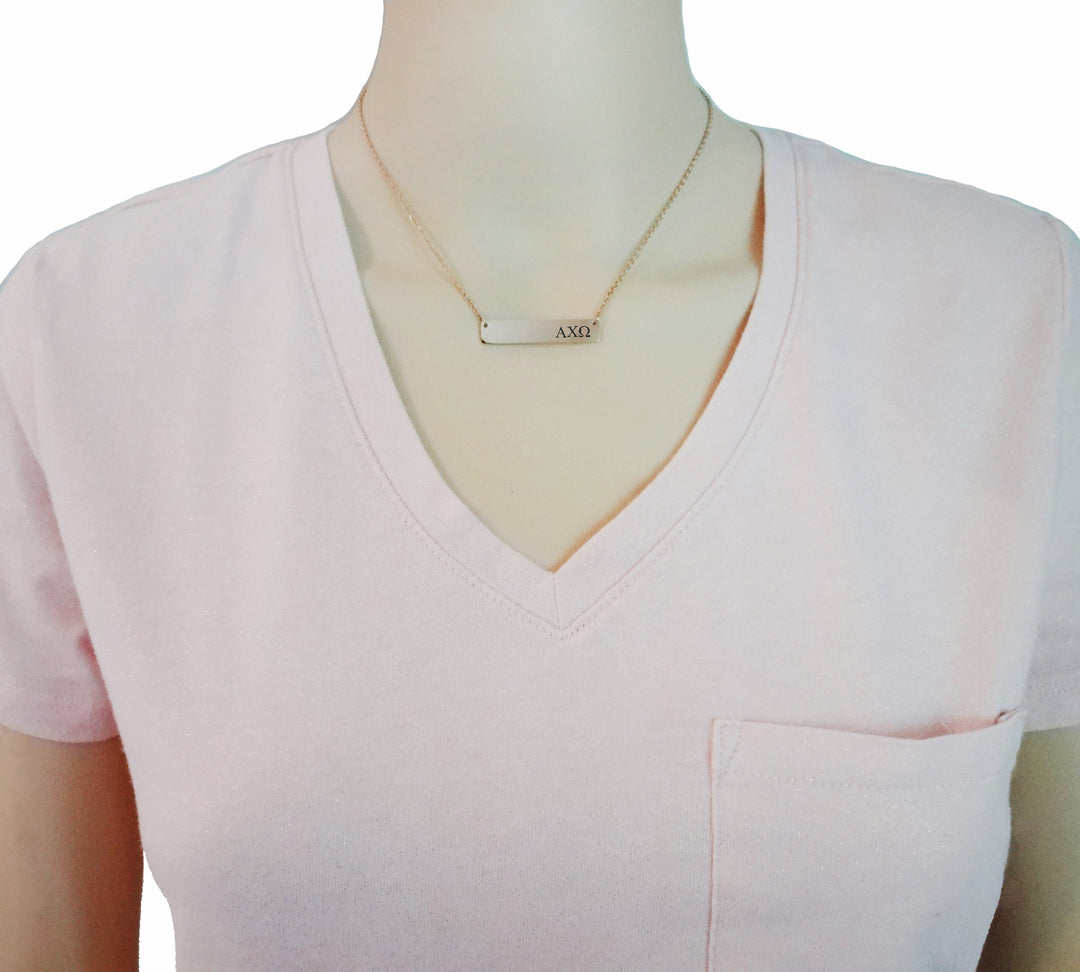 Alpha Chi Omega Sorority Horizontal Bar Necklace