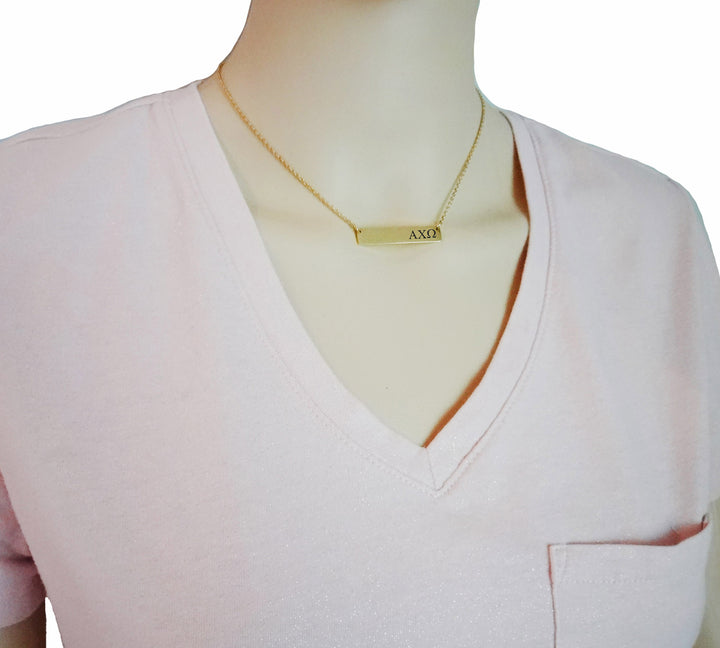 Alpha Chi Omega Sorority Horizontal Bar Necklace