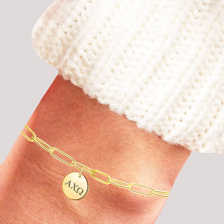 Alpha Chi Omega Paperclip Bracelet Gold Filled