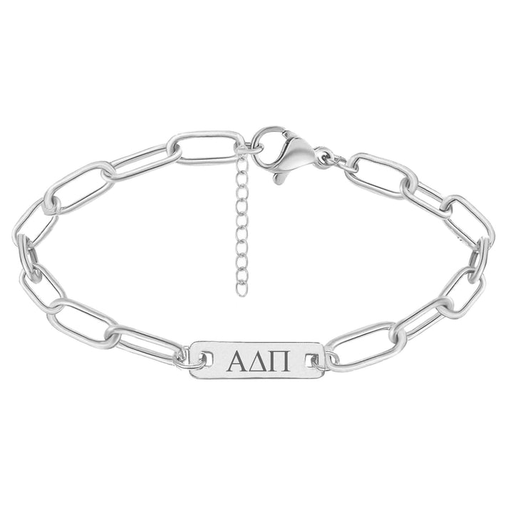 Alpha Delta Pi Bar Paperclip Bracelet, Sorority Bar Paperclip Bracelet Stainless Steel