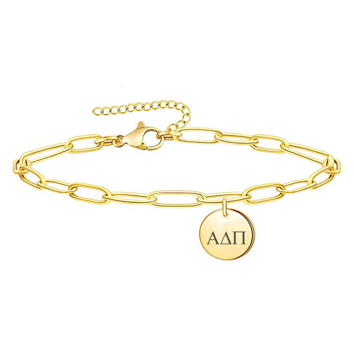 Alpha Delta Pi Paperclip Bracelet Gold Filled