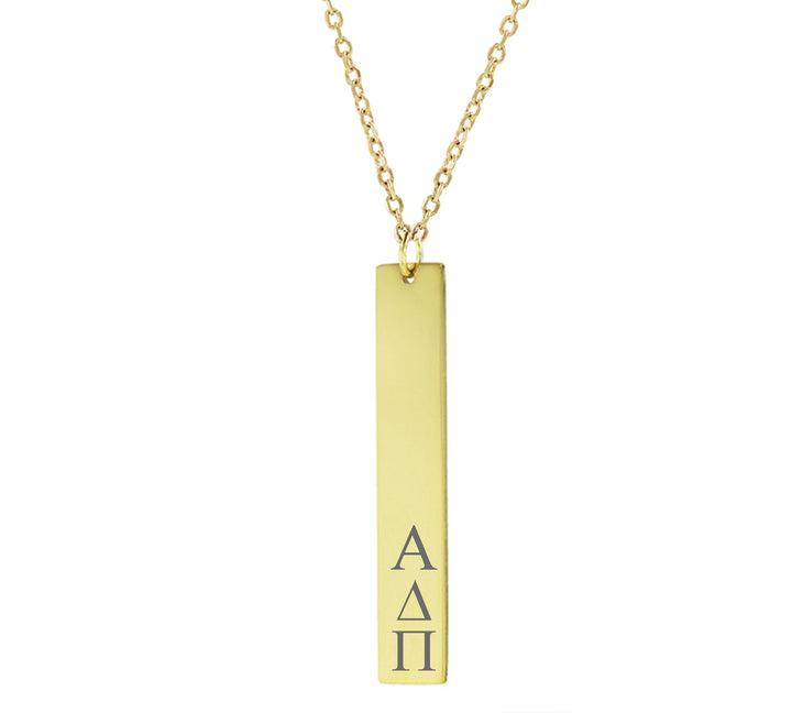 Alpha Delta Pi Vertical Bar Necklace Gold Filled