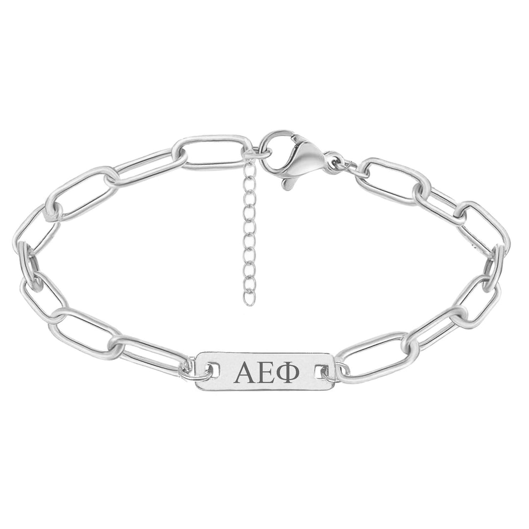 Alpha Epsilon Phi Bar Paperclip Bracelet, Sorority Bar Paperclip Bracelet Stainless Steel