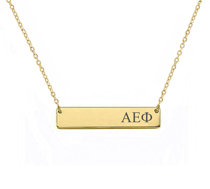 Alpha Epsilon Phi Sorority Horizontal Bar Necklace