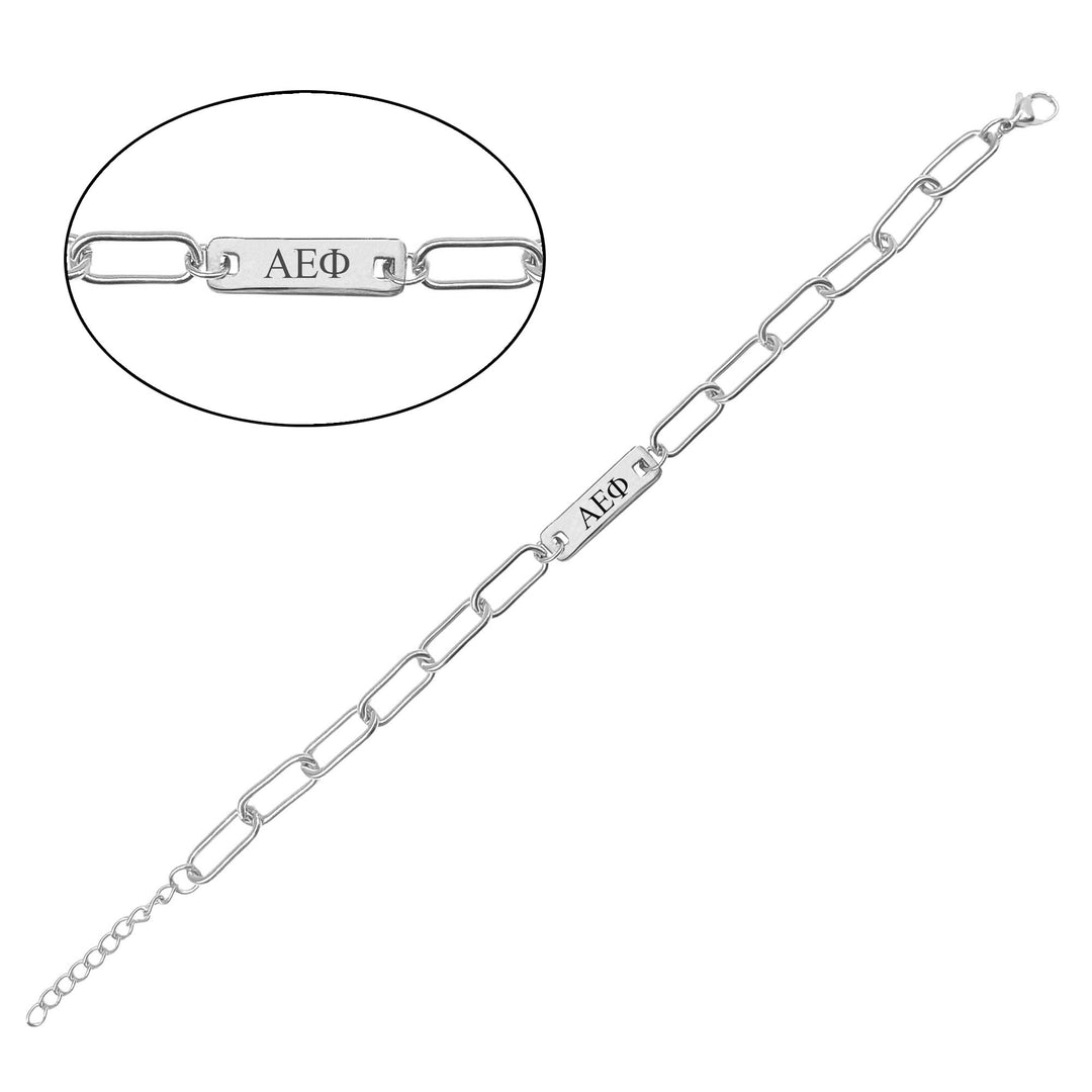 Alpha Epsilon Phi Bar Paperclip Bracelet, Sorority Bar Paperclip Bracelet Stainless Steel