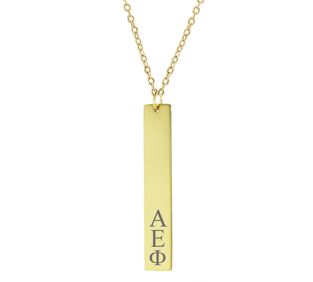 Alpha Epsilon Phi Vertical Bar Necklace Gold Filled