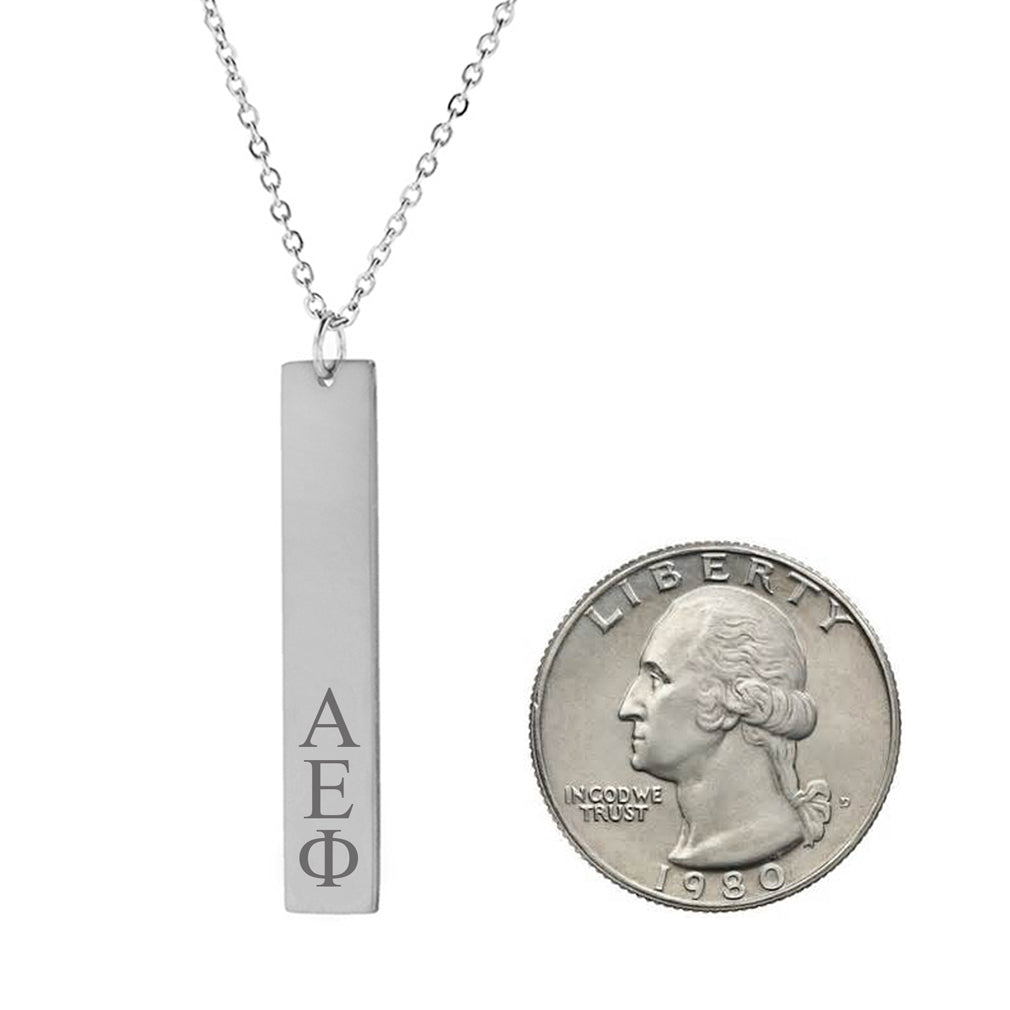 Alpha Epsilon Phi Vertical Bar Necklace Stainless Steel