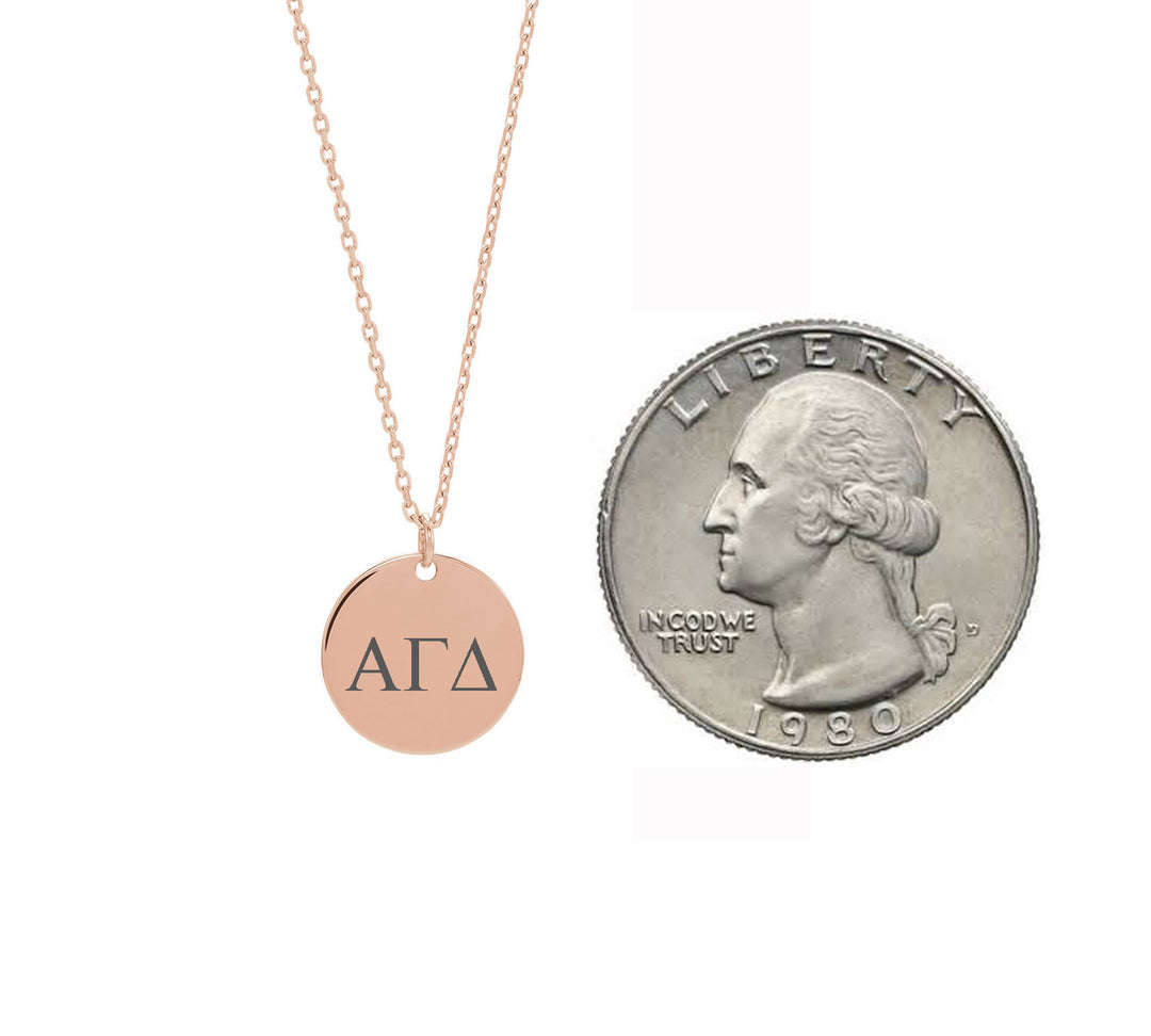 Alpha Gamma Delta Dainty Sorority Necklace Rose Gold Filled