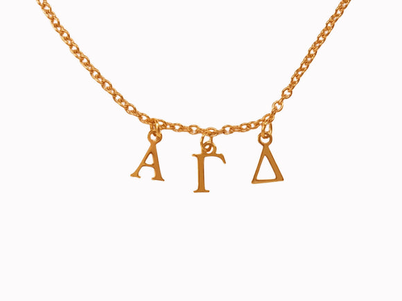 Alpha Gamma Delta Choker Dangle Necklace Rose Gold Filled