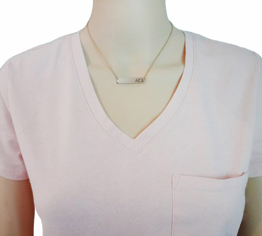 Alpha Gamma Delta Sorority Horizontal Bar Necklace