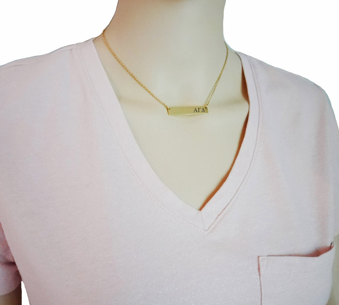 Alpha Gamma Delta Sorority Horizontal Bar Necklace