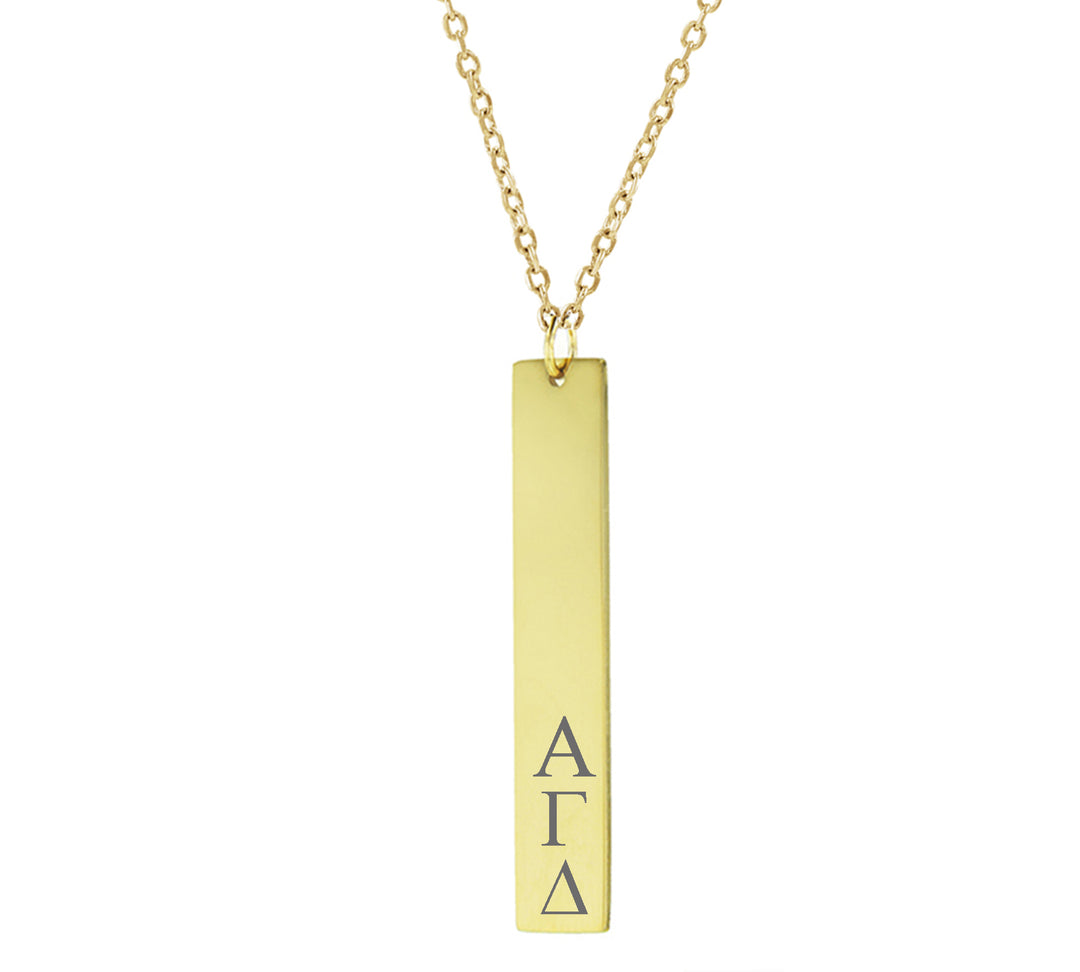 Alpha Gamma Delta Vertical Bar Necklace Gold Filled