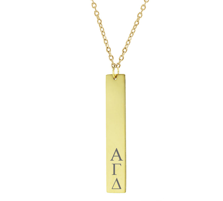 Alpha Gamma Delta Vertical Bar Necklace Gold Filled